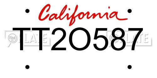 TT2O587 California License Plate