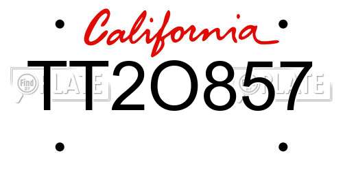 TT2O857 California License Plate