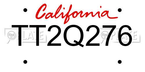 TT2Q276 California License Plate