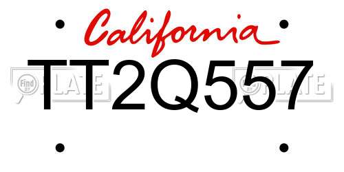 TT2Q557 California License Plate