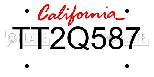TT2Q587 California License Plate