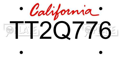 TT2Q776 California License Plate