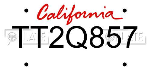 TT2Q857 California License Plate