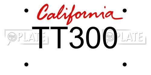 TT300 California License Plate