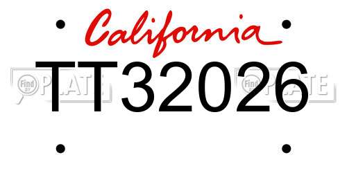 TT32026 California License Plate