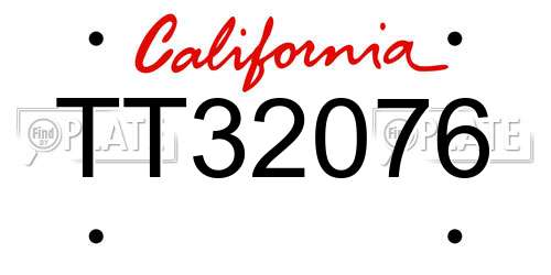 TT32076 California License Plate