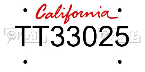 TT33025 California License Plate