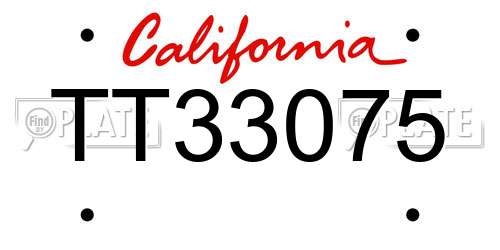 TT33075 California License Plate