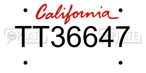 TT36647 California License Plate