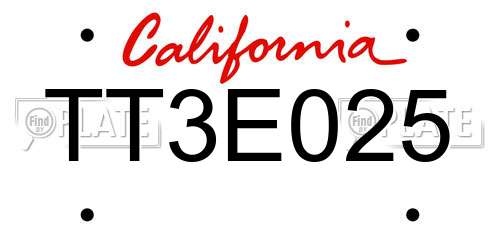 TT3E025 California License Plate