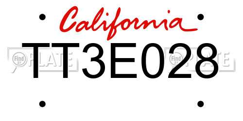 TT3E028 California License Plate