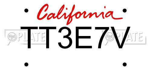 TT3E7V California License Plate