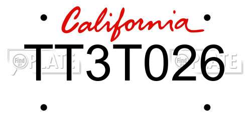 TT3T026 California License Plate