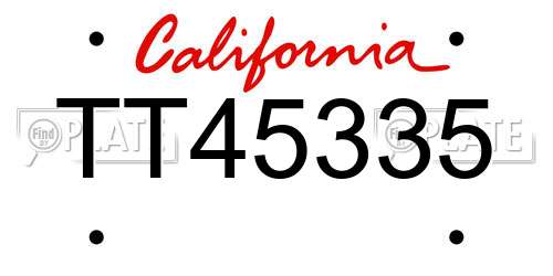 TT45335 California License Plate
