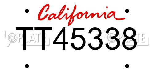 TT45338 California License Plate