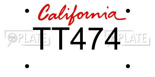 TT474 California License Plate