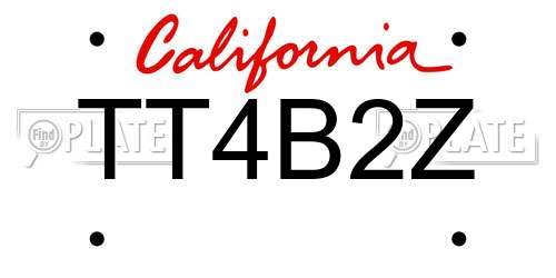 TT4B2Z California License Plate
