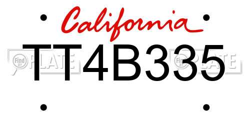 TT4B335 California License Plate