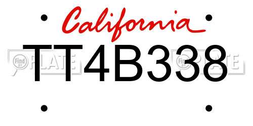 TT4B338 California License Plate
