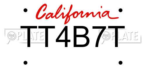 TT4B7T California License Plate