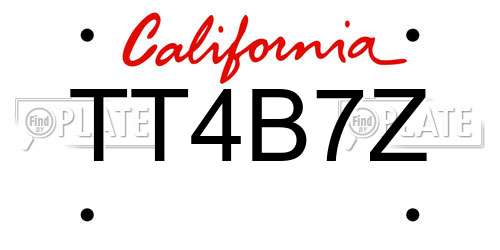 TT4B7Z California License Plate