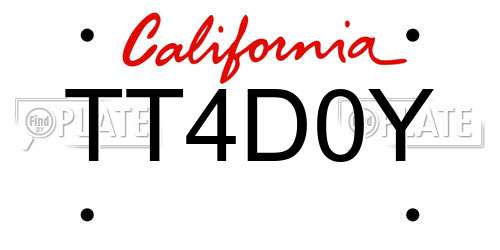 TT4D0Y California License Plate
