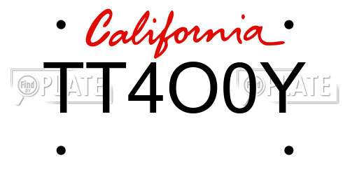 TT4O0Y California License Plate