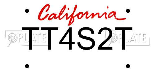 TT4S2T California License Plate