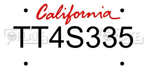 TT4S335 California License Plate