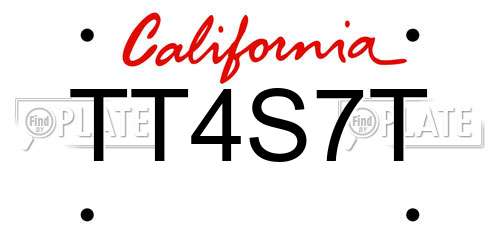 TT4S7T California License Plate