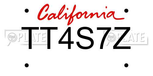 TT4S7Z California License Plate