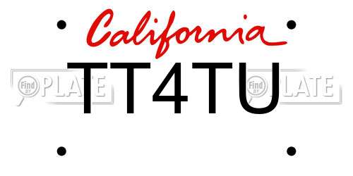 TT4TU California License Plate