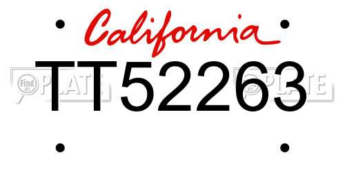 TT52263 California License Plate