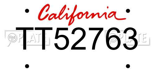 TT52763 California License Plate