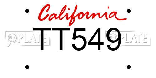 TT549 California License Plate