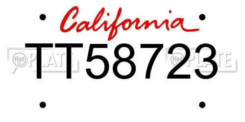 TT58723 California License Plate