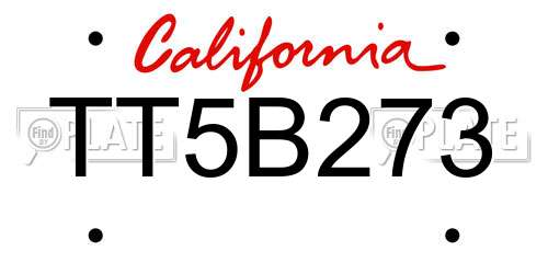 TT5B273 California License Plate