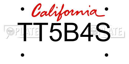TT5B4S California License Plate