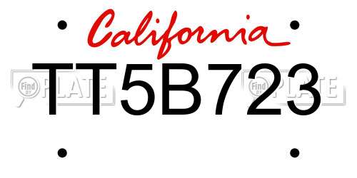 TT5B723 California License Plate