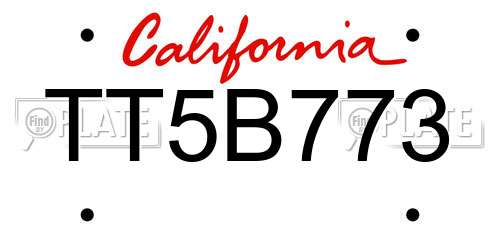 TT5B773 California License Plate