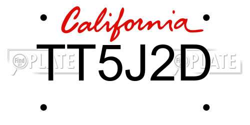 TT5J2D California License Plate