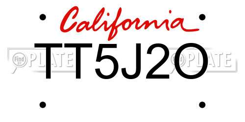 TT5J2O California License Plate
