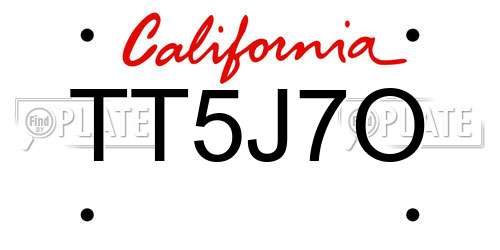 TT5J7O California License Plate