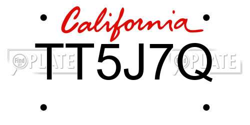TT5J7Q California License Plate