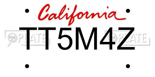 TT5M4Z California License Plate