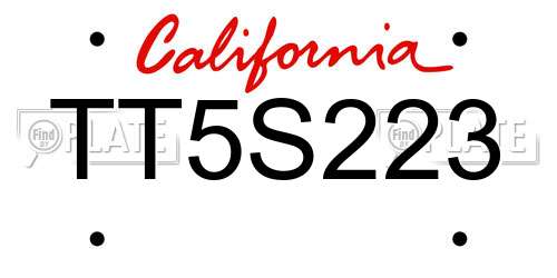 TT5S223 California License Plate