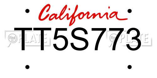 TT5S773 California License Plate