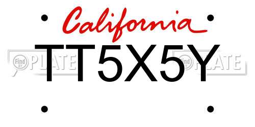 TT5X5Y California License Plate