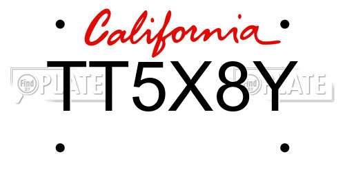 TT5X8Y California License Plate