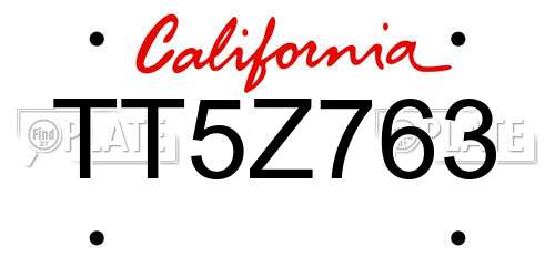 TT5Z763 California License Plate